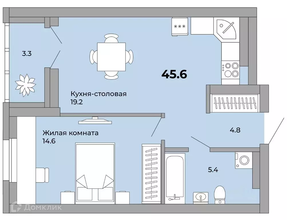 Продаётся 1-к квартира, 45.6 м - Фото 0