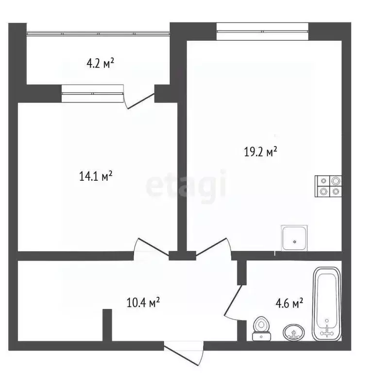 1-к кв. Тюменская область, Тюмень ул. Игоря Комиссарова, 22 (50.0 м) - Фото 1