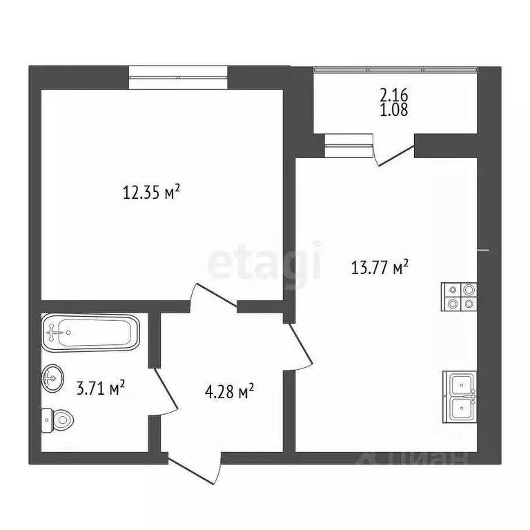 1-к кв. Ярославская область, Ярославский муниципальный округ, пос. ... - Фото 2