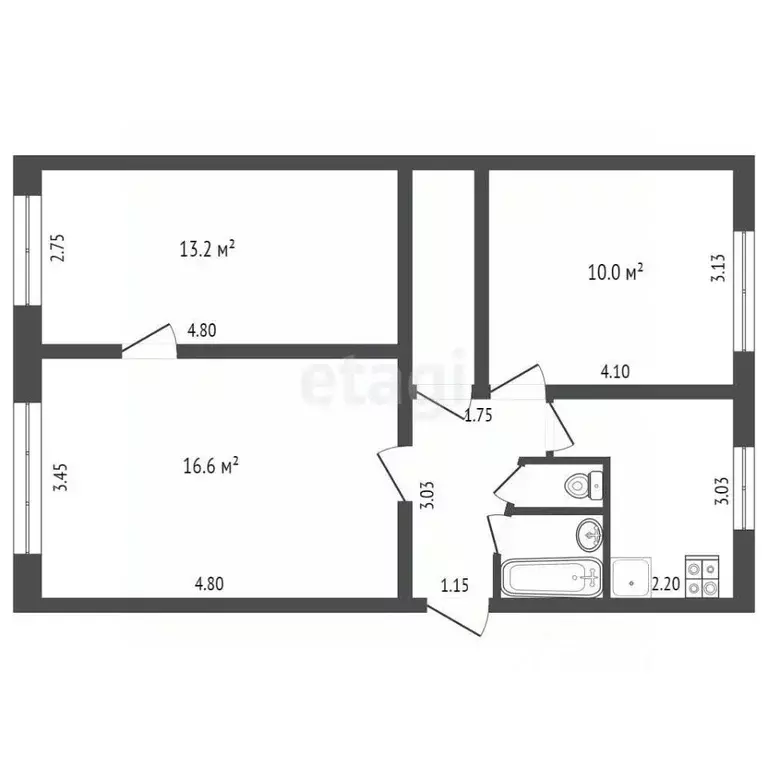 3-к кв. Коми, Сыктывкар ул. Димитрова, 42 (56.3 м) - Фото 1