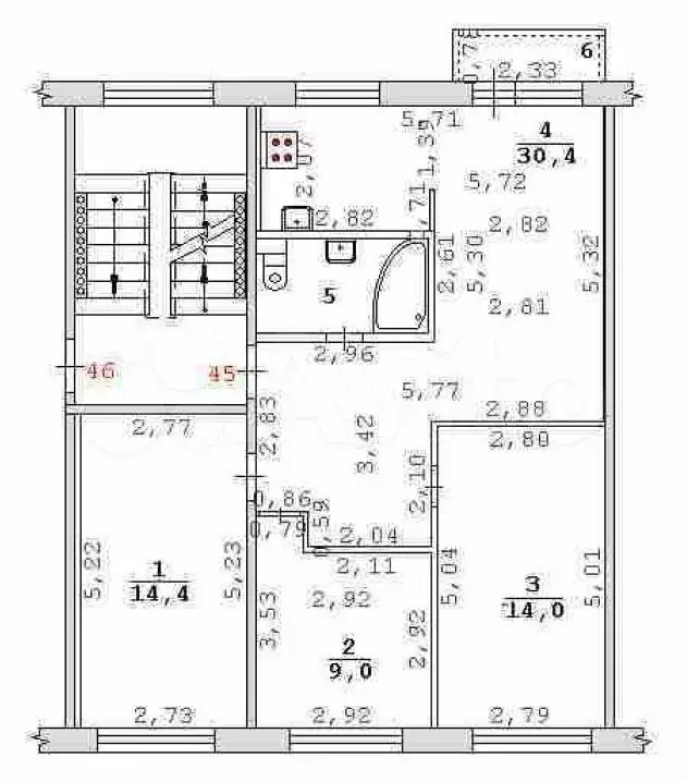 4-к. квартира, 73,4 м, 4/5 эт. - Фото 0