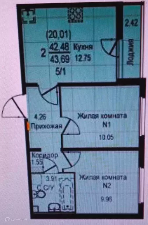 Продаётся 2-к квартира, 42.1 м - Фото 1