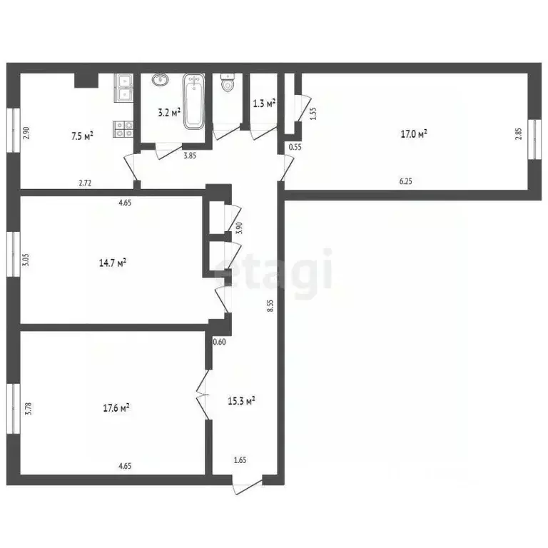 3-к кв. Хабаровский край, Комсомольск-на-Амуре просп. Мира, 30/2 (79.1 ... - Фото 2