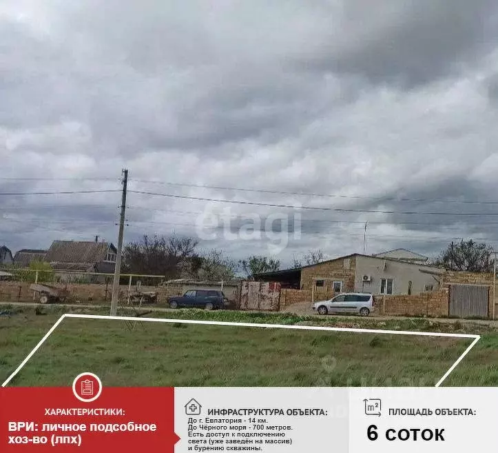 Участок в Крым, Сакский район, Молочненское с/пос, с. Витино  (6.0 ... - Фото 1