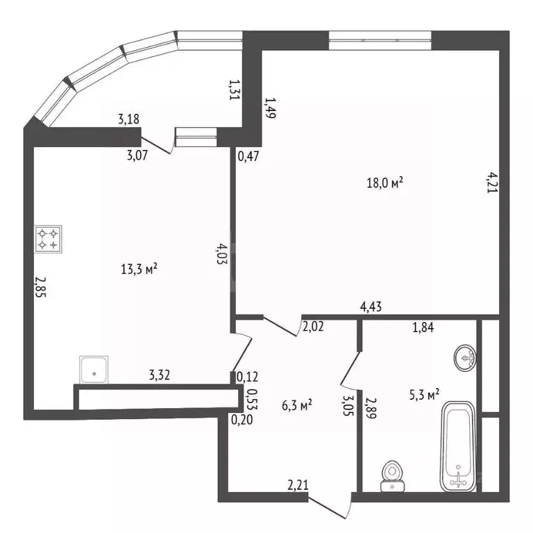 1-к кв. Башкортостан, Уфа Бакалинская ул., 33/1 (44.5 м) - Фото 2