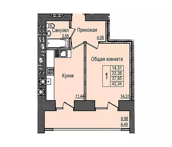 1-к кв. Марий Эл, Йошкар-Ола Сернурский тракт, 20 (38.0 м) - Фото 0