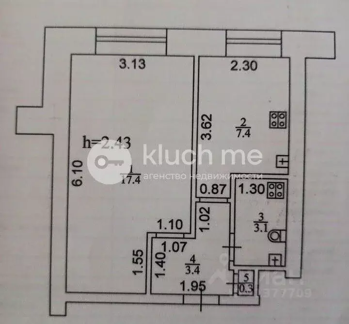 1-к кв. Татарстан, Казань ул. Восход, 3 (31.6 м) - Фото 2