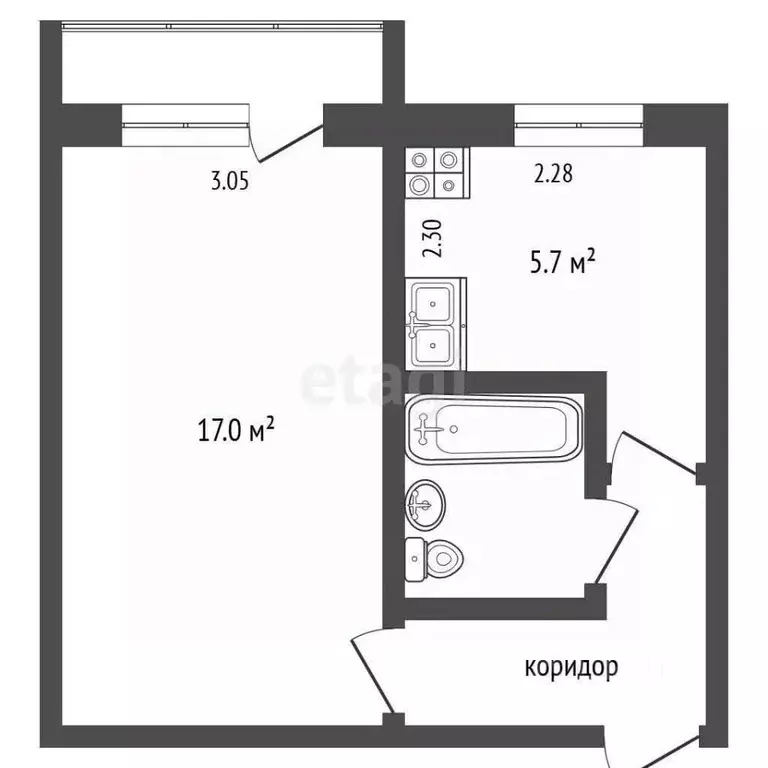1-к кв. Камчатский край, Петропавловск-Камчатский просп. Рыбаков, 36 ... - Фото 2