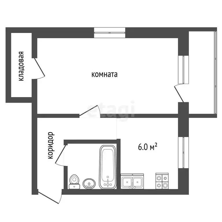 Квартира, 1 комната, 32.29 м - Фото 1