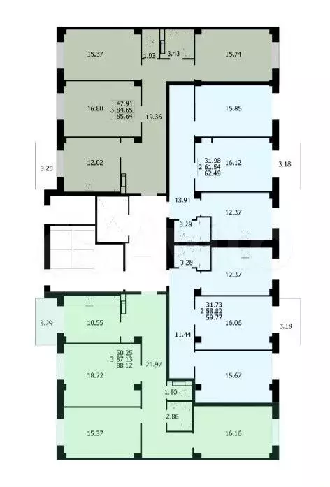 3-к. квартира, 88,1 м, 7/9 эт. - Фото 1