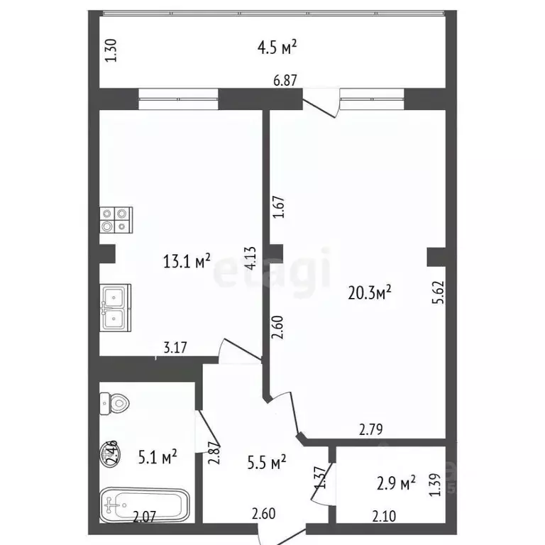 1-к кв. Забайкальский край, Чита ул. Шилова, 29 (46.9 м) - Фото 2