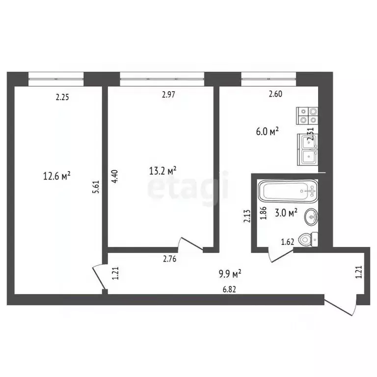 2-к кв. Самарская область, Самара Московское шоссе, 18-й км, 9 (44.7 ... - Фото 2