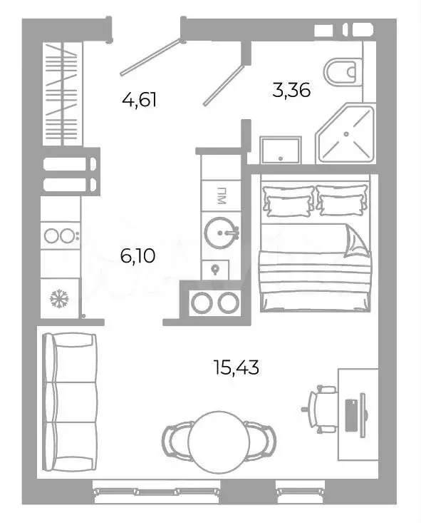 Квартира-студия, 29,5 м, 18/25 эт. - Фото 0