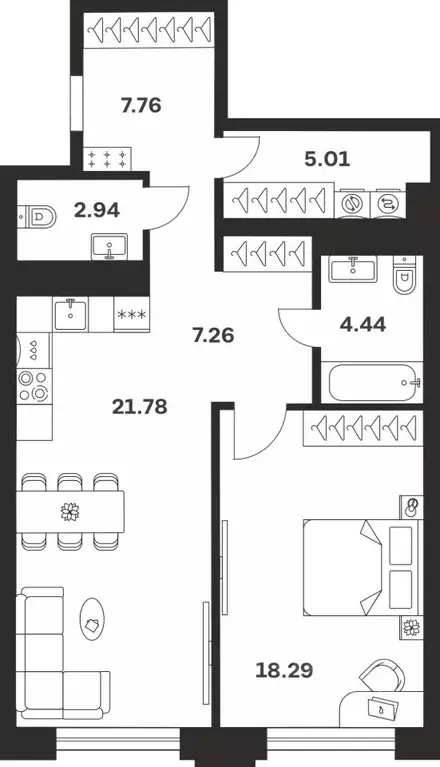 1-к кв. Тульская область, Тула ул. Болотникова, 4 (67.48 м) - Фото 1