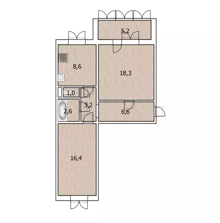 2-к кв. Башкортостан, Уфа ул. Юрия Гагарина, 64 (56.7 м) - Фото 2