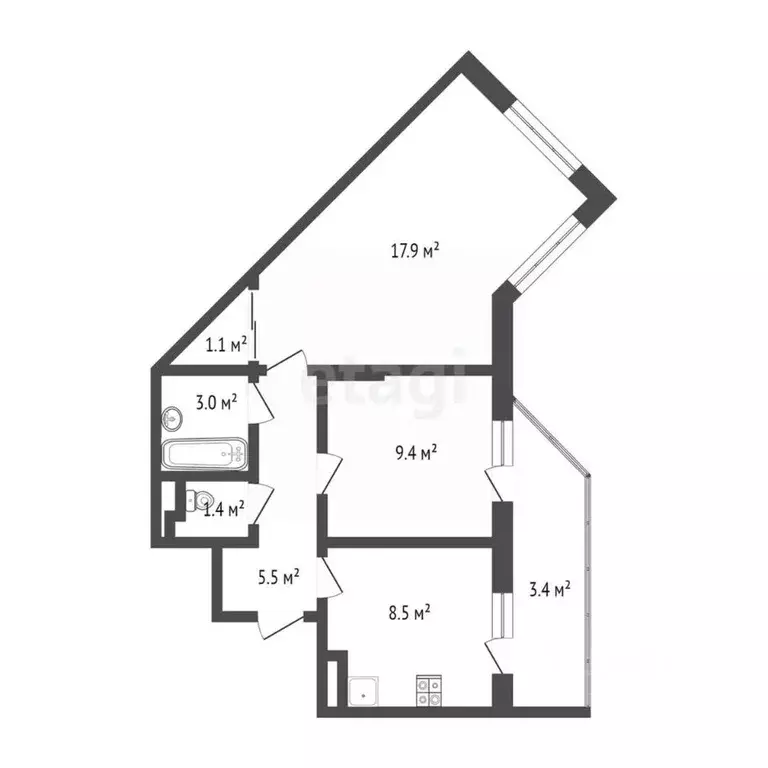 2-к кв. Крым, Симферополь пер. Мраморный (50.4 м) - Фото 2