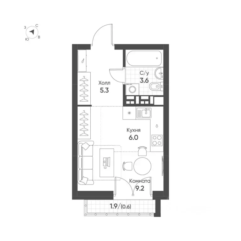 Студия Свердловская область, Екатеринбург Солнечный жилрайон,  (24.7 ... - Фото 1