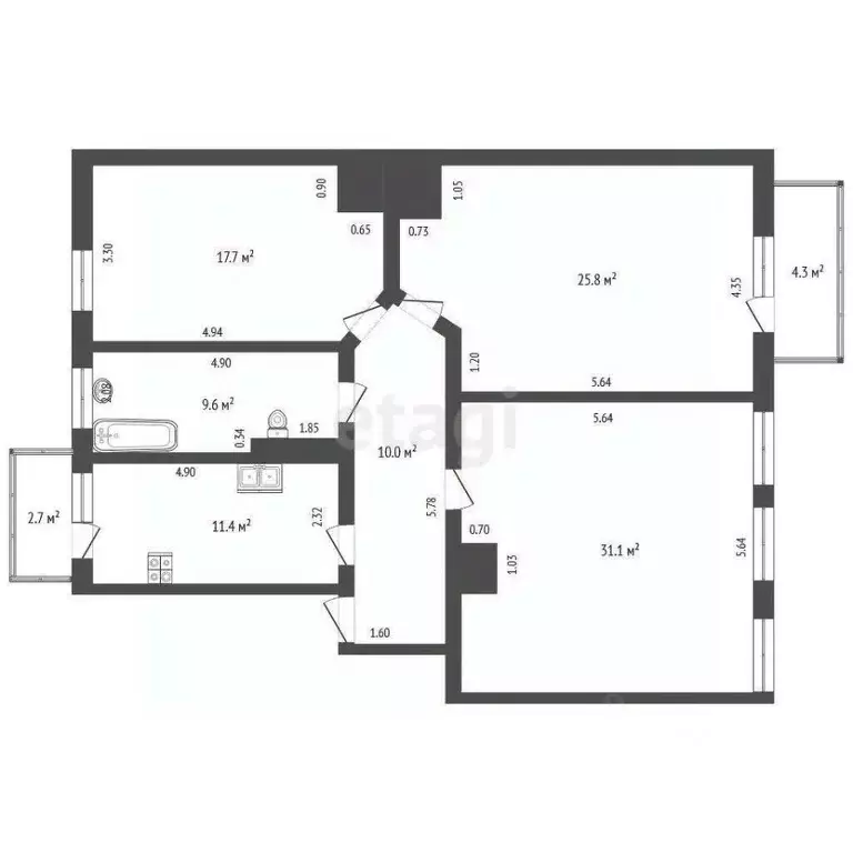 3-к кв. Калининградская область, Гусев ул. Менделеева, 8 (112.6 м) - Фото 1