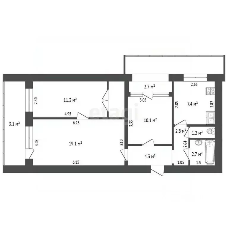 3-к кв. Крым, Феодосия ул. Крымская, 84 (62.4 м) - Фото 2