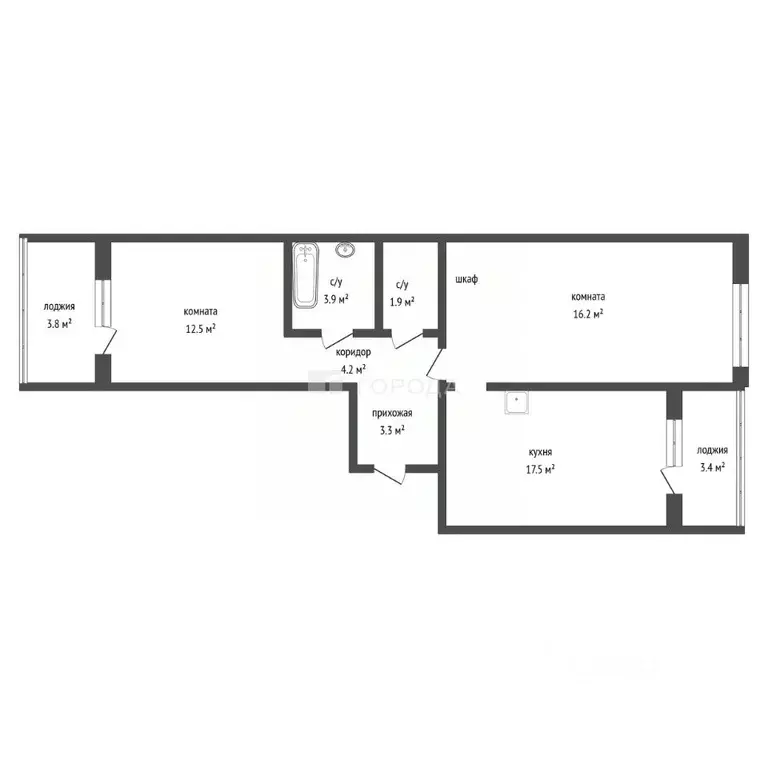 2-к кв. Алтайский край, Барнаул ул. 6-я Нагорная, 15в/к1 (64.9 м) - Фото 1
