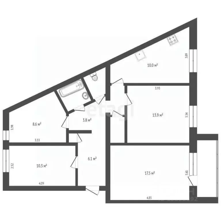 4-к кв. Вологодская область, Вологда Воркутинская ул., 3 (77.0 м) - Фото 2