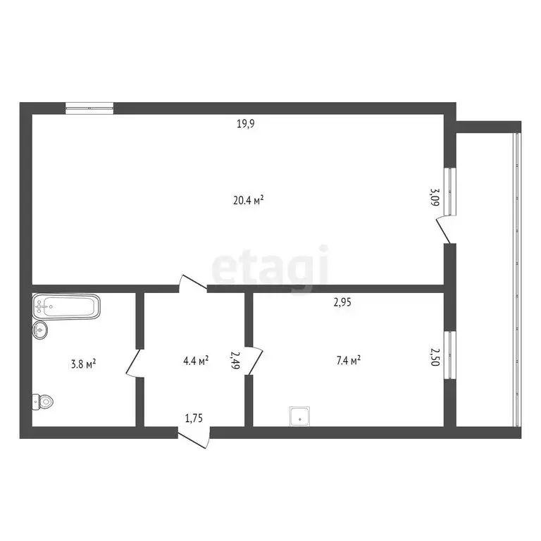 1-комнатная квартира: Раздольное, Комсомольская улица, 35 (36 м) - Фото 0