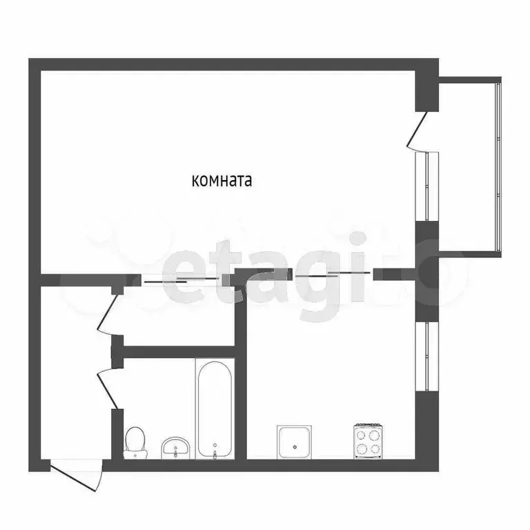 1-к. квартира, 30,4 м, 5/5 эт. - Фото 0
