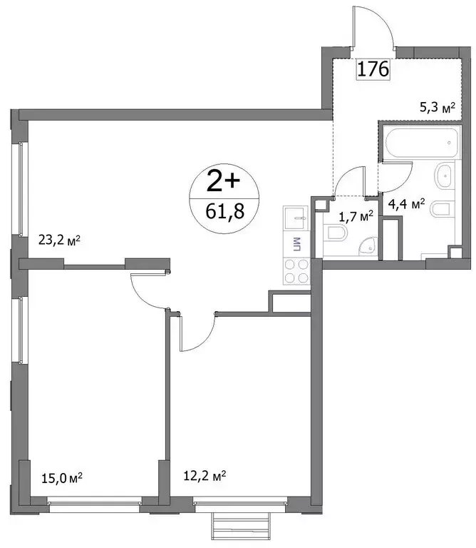 2-комнатная квартира: Нижний Новгород, улица Сергея Акимова, 50 (61.8 ... - Фото 1