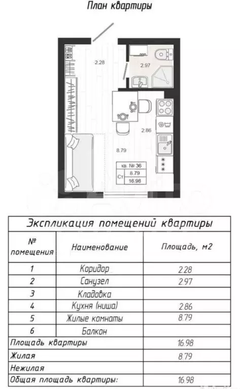 Квартира-студия, 17 м, 1/4 эт. - Фото 0