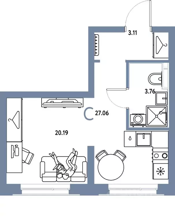 Студия Свердловская область, Екатеринбург ул. Шефская, 28А (27.06 м) - Фото 1