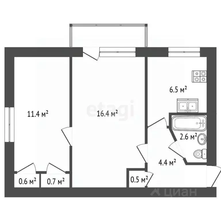 2-к кв. Севастополь просп. Юрия Гагарина, 38 (43.8 м) - Фото 2
