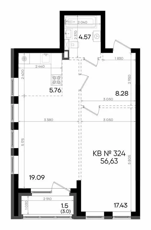 2-комнатная квартира: Казань, улица Аделя Кутуя, 181 (56.63 м) - Фото 0