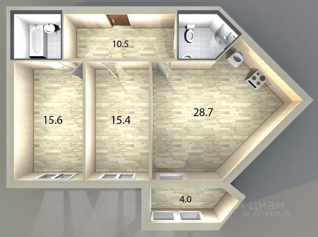 2-к кв. Санкт-Петербург Лиственная ул., 20к2 (79.0 м) - Фото 1