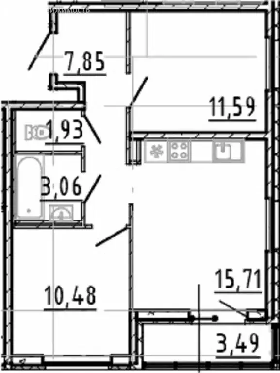 1-комнатная квартира: деревня Новосаратовка, улица Первых, 4к5 (54.11 ... - Фото 0