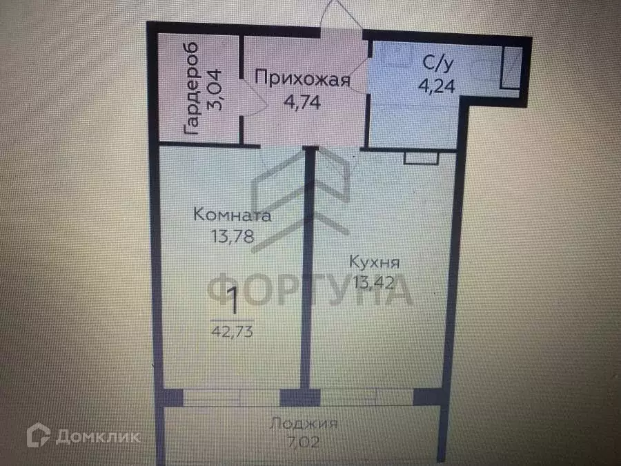 Продаётся 1-к квартира, 42.73 м - Фото 0