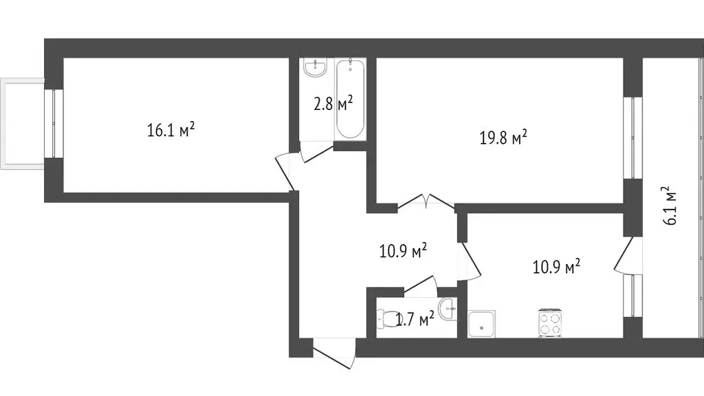 2-комнатная квартира: Саратов, Миллеровская улица, 33 (61.1 м) - Фото 1