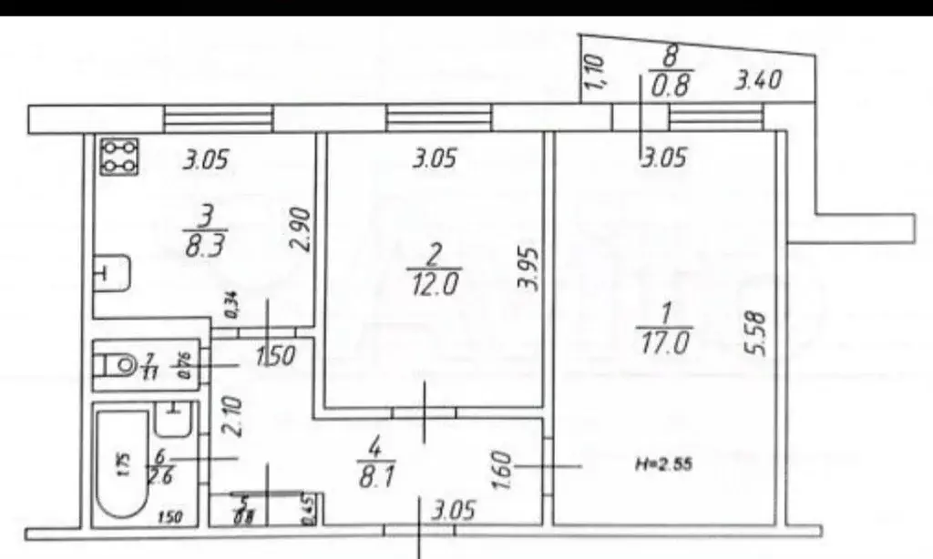 2-к кв. Татарстан, Казань просп. Ямашева, 94 (49.9 м) - Фото 2