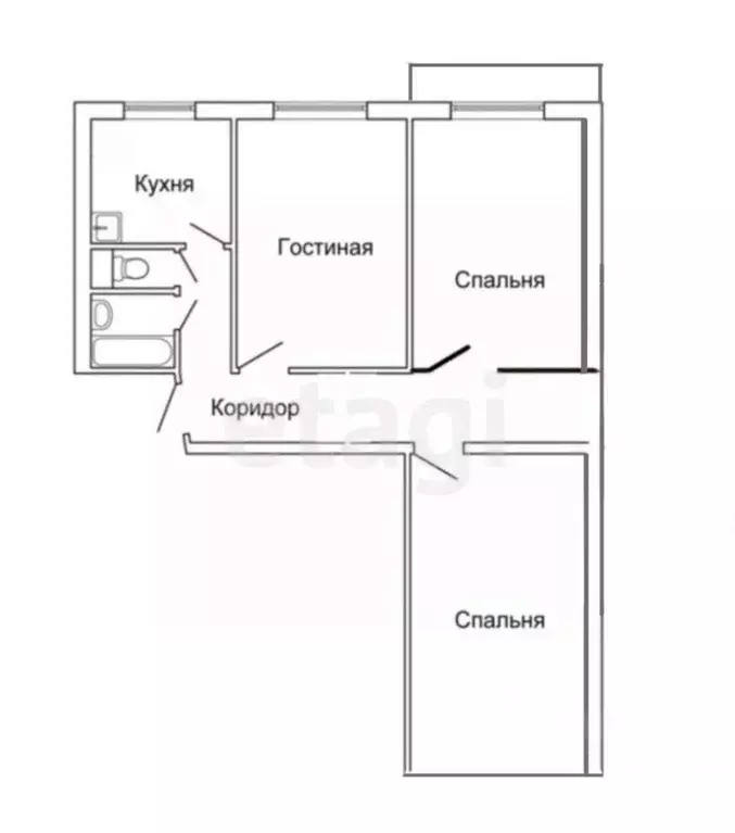 3-к кв. Тульская область, Щекино Юбилейная ул., 6 (56.7 м) - Фото 1