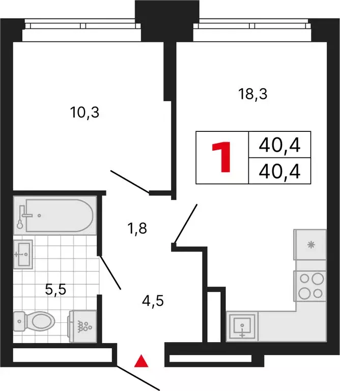 1-комнатная квартира: Москва, ЖК Бестселлер (40.4 м) - Фото 1