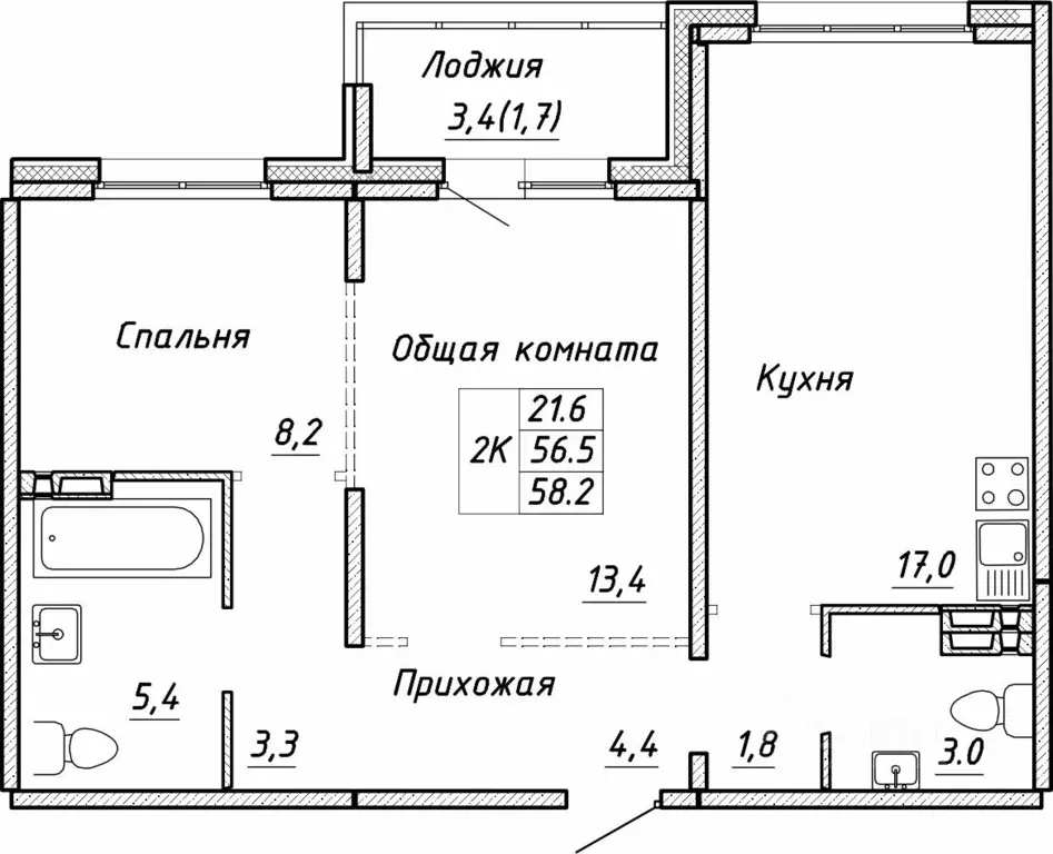 2-к кв. Новосибирская область, Новосибирск ул. Связистов, 13/1 (58.2 ... - Фото 0