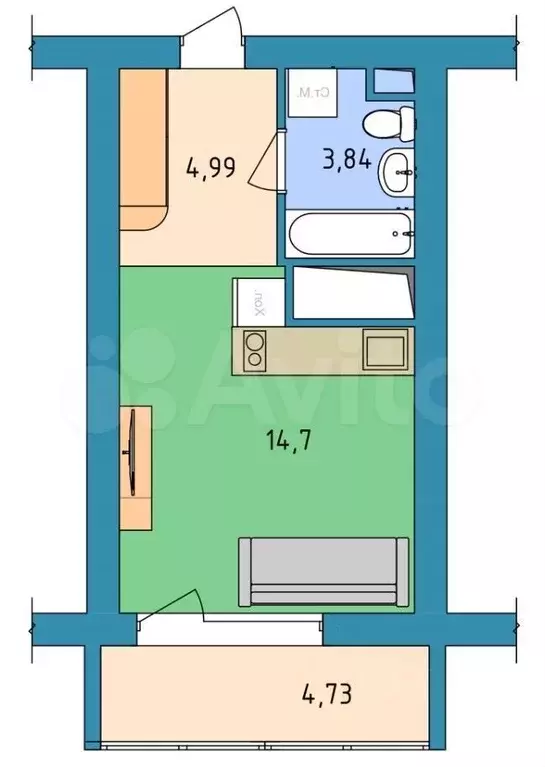 Квартира-студия, 22 м, 19/26 эт. - Фото 0