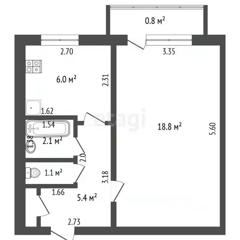 1-к кв. Калининградская область, Калининград Московский просп., 92 ... - Фото 2