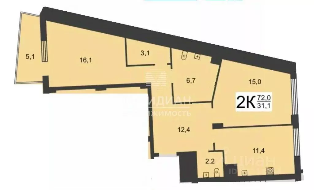 2-к кв. Нижегородская область, Нижний Новгород ул. Маршала Баграмяна, ... - Фото 1