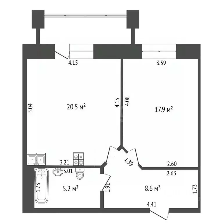 1-к кв. Тюменская область, Тюмень ул. 30 лет Победы, 146к1 (52.2 м) - Фото 2