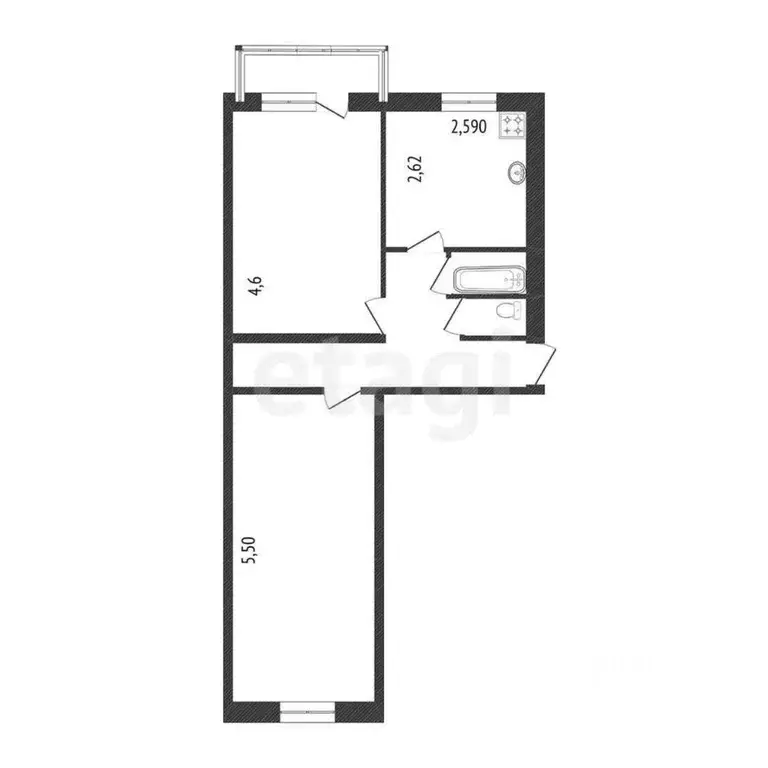 2-к кв. Белгородская область, Белгород ул. Тельмана, 19 (43.7 м) - Фото 1