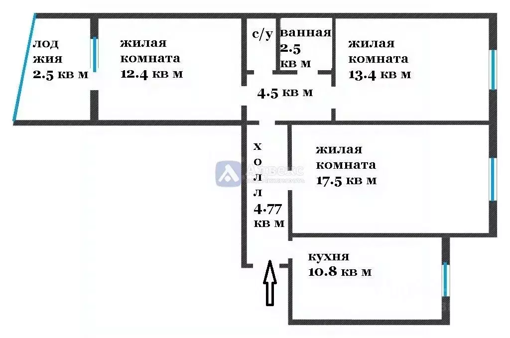 3-к кв. Тюменская область, Тюмень ул. Мельникайте, 136 (63.7 м) - Фото 1