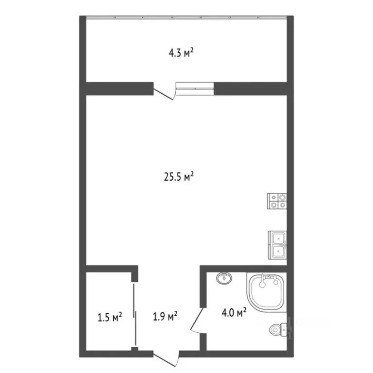 Студия Тюменская область, Тюмень Комбинатская ул., 54к2 (32.9 м) - Фото 0