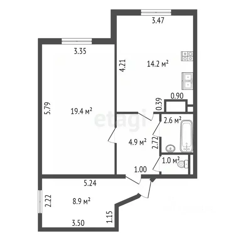 2-к кв. Санкт-Петербург ул. Кржижановского, 3К2 (52.4 м) - Фото 1