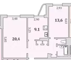 2-к кв. Мурманская область, Мурманск ул. Старостина, 13к2 (56.0 м) - Фото 0