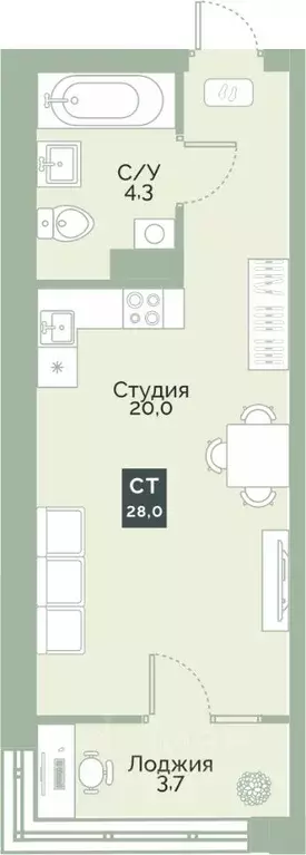 Студия Курганская область, Курган Заозерный жилрайон, Районы-Кварталы ... - Фото 1